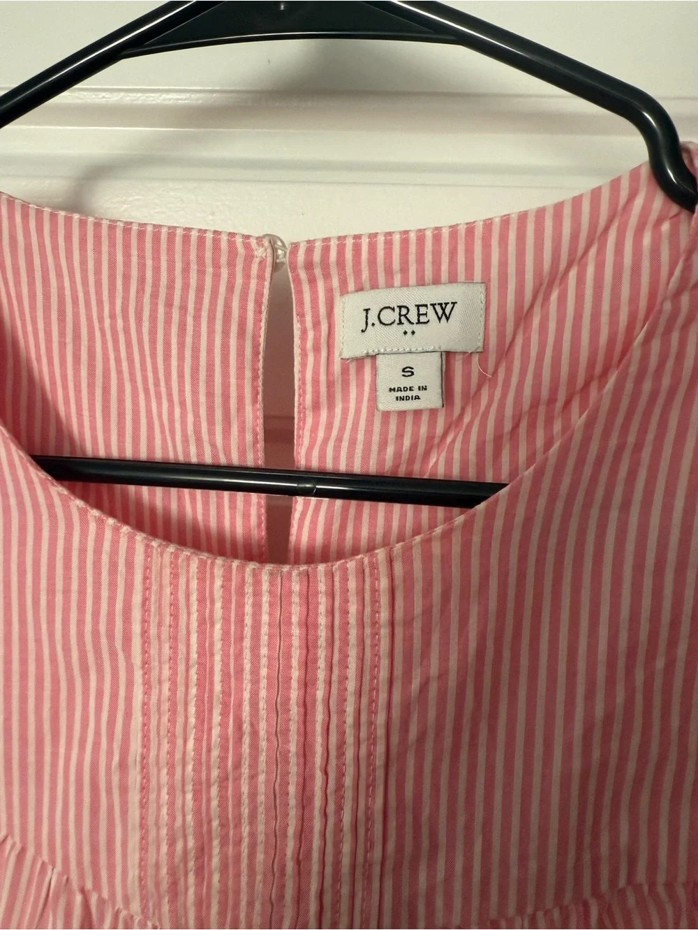 J. Crew Pink and White Striped Ruffle Sleeve Blouse